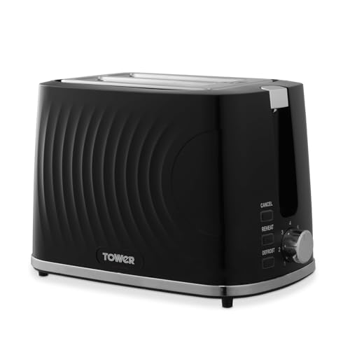 Tower T20090BLK Toaster, Plastic, 900 W, Black