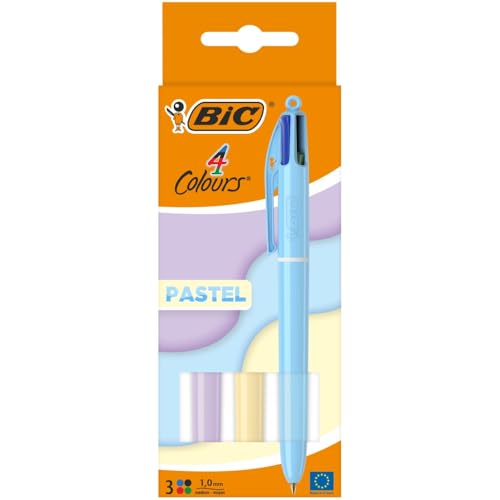 BIC 4 Colours Pastel Ball Pens - 3 Pack