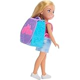 BARBIE Family & Friends Cupcake Baking Backpack Blonde Chelsea Doll, Wearable Backpack with Baking Play Pieces, JBF46