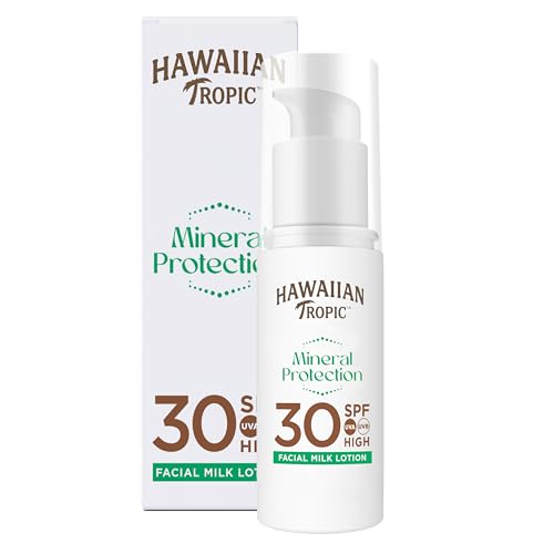 Hawaiian Tropic - Mineral Protection Face Sunscreen SPF 30 UVA + UVB Protection, 50 ml, Zinc Oxide Filters, Water Resistant, Vegan