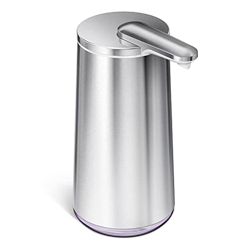 simplehuman ST1062 295ml Automatic Hand Motion Foam Soap Dispenser, Rechargeable, Variable Dispense, No-drip Valve, IP66 Waterproof, Brushed High-Grade Stainless Steel