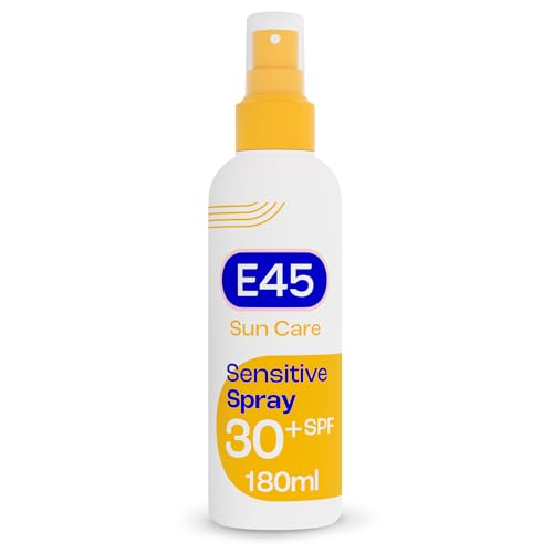E45 Sunscreen Spray for Sensitive Skin SPF 30 - Hydrating Sun Protection with high UVA and UVB - Instantly Moisturising for Dry Skin, Sensitive Skin and Eczema Prone Skin - 180 ml