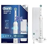 Oral-B Smart 4 Electric Toothbrush For Adults, App Connected Handle, 2 Toothbrush Heads & Travel Case, 3 Modes with Teeth Whitening, 2 Pin UK Plug, 4000N, White
