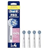 Oral-B Pro Sensitive Clean Electric Toothbrush Head, X-Shaped & Extra Soft Bristles for Gentle Brushing & Plaque Removal, Pack of 4 Toothbrush Heads, White