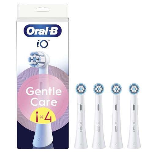 Oral-B iO Series Gentle Care, Original Replacement Round Brush Heads, Angled Bristles for Deeper Plaque Removal, Softest Brush Head for Sensitive Gums, for Oral-B iO Electric Toothbrushes, 4