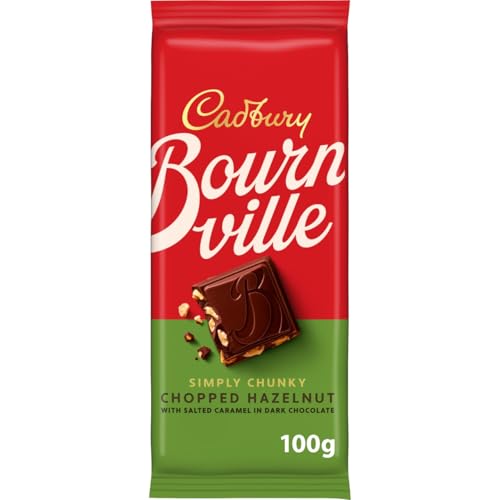 Cadbury Bournville Simply Chunky Chopped Hazelnut with Salted Caramel Chocolate Bar, 100 g