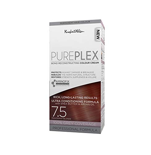 Knight & Wilson PurePlex Mahagany Blonde Permanent Hair Colour Dye. Protect, Restore and Nourish with Aminofix.7.5 Mahagany Blonde. 100% Grey Coverage.