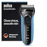 Braun Series 3 ProSkin Electric Shaver, Electric Razor for Men with Precision Head, Cordless, Wet & Dry, 2 Pin Bathroom Plug, 3010s, Black/Blue Razor