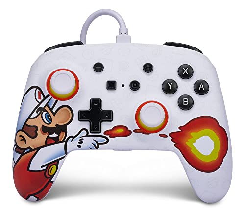 PowerA Enhanced Wired Controller for Nintendo Switch and Oled Model, Advance Gaming Buttons, 3.5mm Stereo Jack and Anti-Friction Rings, Officially Licensed: Fireball Mario
