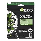 Garnier Pure Charcoal and Black Tea Sheet Mask, Purifying and Hydrating Face Mask With Hyaluronic Acid, LHA & Black Tea Extract, Mattifies Shine Prone Skin, Vegan Tissue Mask 28g