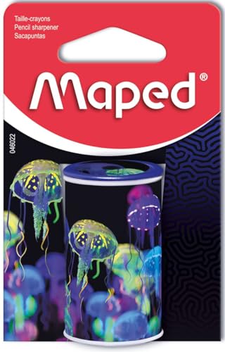 Maped - Can Sharpener - 1 Hole - with Reservoir - Deepsea Paradise Decor - Recyclable Packaging