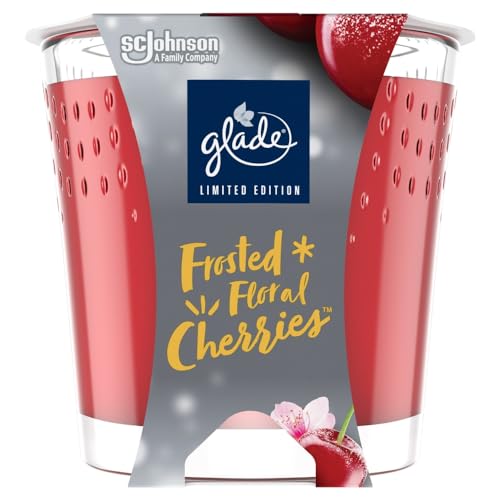 Glade Jar Candle, Scented Candle Infused with Essential Oils, Up to 42 Hour Burn Time, Frosted Floral Cherries, 129g