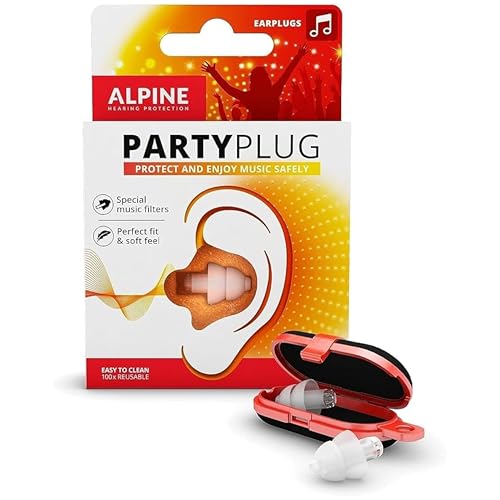 Alpine PartyPlug Ear Plugs for Concerts – Noise Cancelling Ear Plugs for Party and Clubbing – 21dB Premium Hearing Protection Against Loud Sound & Party Music – 1 Pair Reusable Earplugs (Transparent)