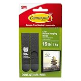 Command Large Picture Hanging Strips - 4 Pairs (8 Strips) Adhesive Strips, Black - Damage Free Hanging - for Posters, Pictures, Frames and Mirrors, Wall Décor and Signs - Holds up to 7.2kg