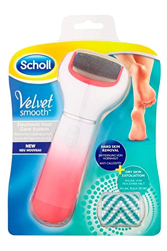 Scholl Velvet Smooth Electric Foot File - Pedicure Foot File System for Hard Skin and Callus Removal - Batteries Included