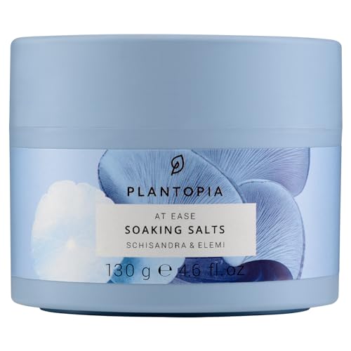 Plantopia Soaking Bath Salts - Anti-Stress, Exfoliating & Hydrating - Elemi & Schisandra Aromatherapy Blend with Himalayan Pink Salt - Removes Toxins & Impurities - Vegan Cruelty Free, 130g