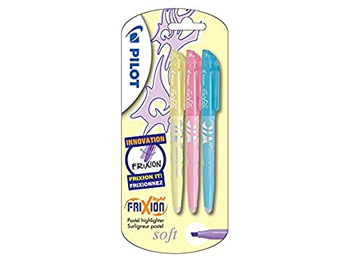 Pilot Frixion Light Soft Erasable Highlighter - Pastel Yellow/Pink/Blue, Pack of 3
