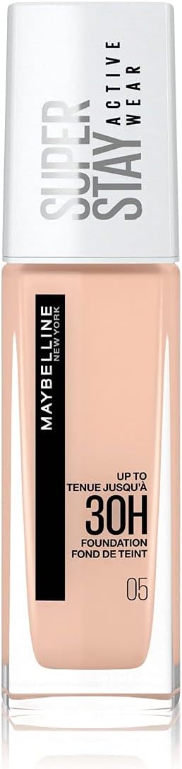 Maybelline New York Super Stay Active Wear, waterproof foundation with high coverage, long-lasting facial make-up, colour: No. 5 Light Beige (Very Light), 1 x 30 ml