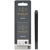 Parker Fountain Pen Ink Refill Cartridges | Long | Black QUINK Ink | 10 Count (Blister)