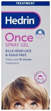 Hedrin Once Spray Gel 100ml - Head Lice Treatment, Nits Treatment, Kills Headlice and Eggs in 15 Minutes