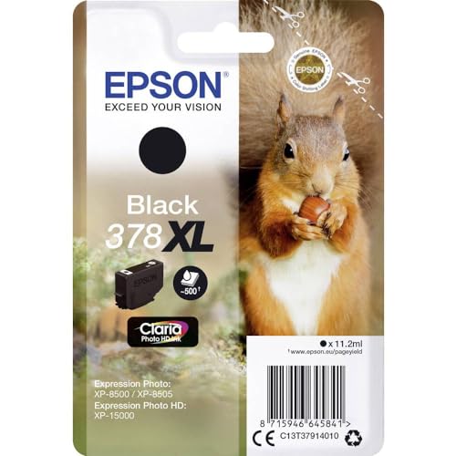 Epson 378XL Black Squirrel High Yield Genuine, Claria Photo HD Ink Cartridge