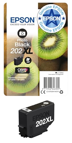 Epson 202XL Photo Black Kiwi High Yield Genuine, Claria Premium Ink Cartridge,XL High Capacity