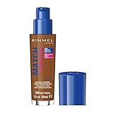 Rimmel Match Perfection Foundation 504 Deep Mocha, Medium Coverage, 24hr Hydration, No Caking or Creasing, Lightweight, Reduces Imperfections, Invisible Coverage, SPF20