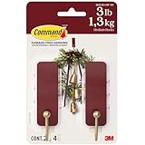Command Medium Wall Hooks, Mulled Wine Red, 2 Hooks, 4 Strips, Damage-Free Hanging with Adhesive