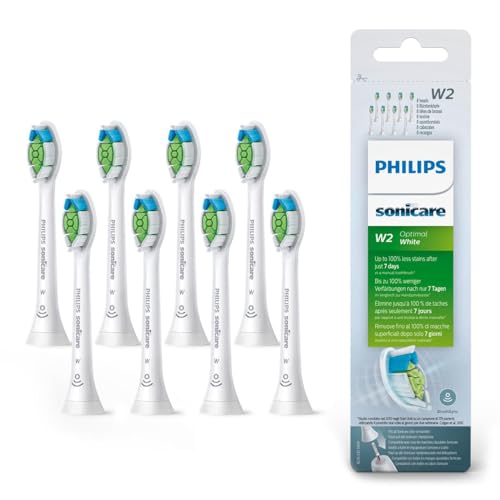 Philips Sonicare Original W2 Optimal White Standard Sonic Toothbrush Heads - 8 Pack in White (Model HX6068/12)
