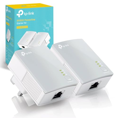 TP-Link TL-PA4010 KIT AV600 Powerline Adapter Starter Kit, HomePlug AV2 Powerline Network Adapters, Up to 600Mbps, 1× Fast Ethernet Port, Plug and Play, Energy Saving Mode, 300M Range