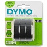 DYMO Authentic Embossing Label Tape | 9 mm x 3 m rolls | White Print on Black | Self-Adhesive | for Embossing Label Makers | 3 Count