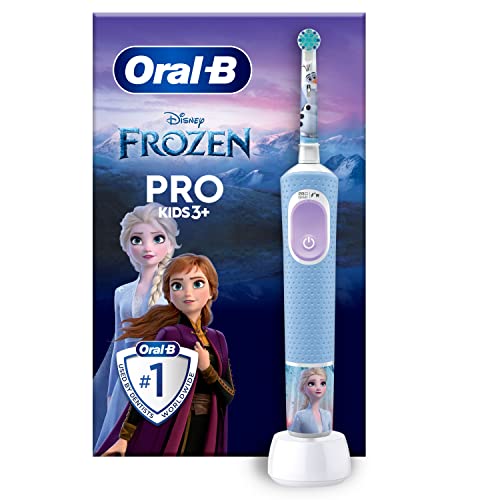 Oral-B Pro Kids Electric Toothbrush, Kids Gifts, 1 Toothbrush Head, x4 Frozen Stickers, 2 Modes with Kid-Friendly Sensitive Mode, For Ages 3+, 2 Pin UK Plug, Blue