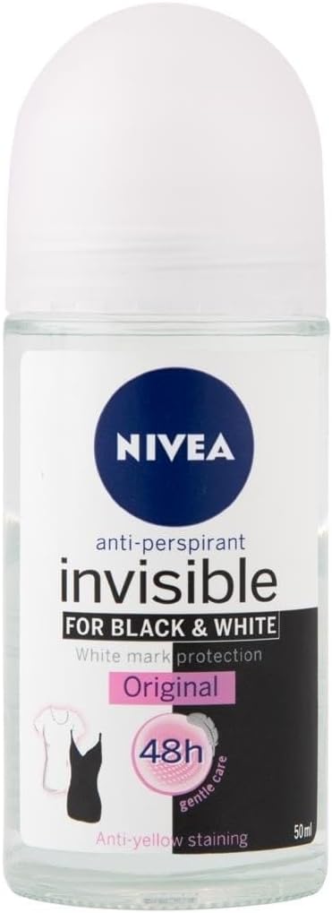 Nivea Invisible for Black & White Roll-On Deodorant, 50ml