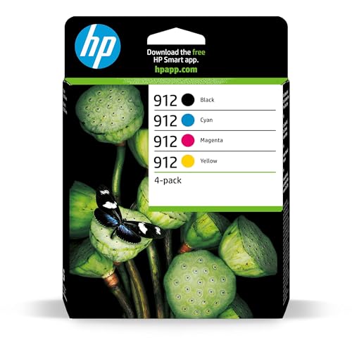 HP 6ZC74AE 912 Original Ink Cartridges, Black/Cyan/Magenta/Yellow, 4 count (pack of 1)