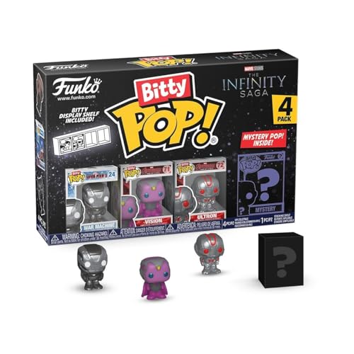 Funko Bitty Pop! Marvel - Iron Man 4PK - War Machine, Vision, Ultron and A Surprise Mystery Mini Figure - 0.9 Inch (2.2 Cm) - Marvel Comics Collectable - Stackable Display Shelf Included Fans