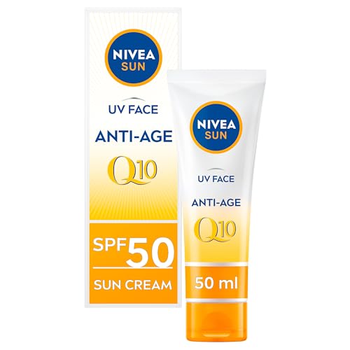 NIVEA Sun UV Face Anti-Age SPF 50 (50ml), Q10 Protects Against UVA/UVB Rays and Premature Skin Ageing, Anti-Ageing Cream, Fights Fine Lines and Wrinkles