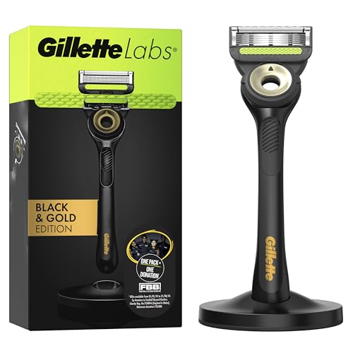 Gillette Labs Men's Razor + 1 Razor Blade Refill Black & Gold Edition