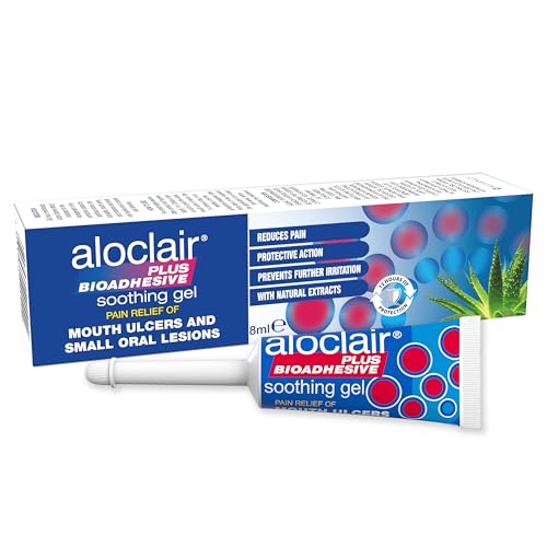 Aloclair Plus Bioadhesive Gel 8ml - Helps relieve pain from Mouth Ulcers and Small Oral Lesions. Up to 12+ Hours Protection, No-Touch Application, Suitable for Adults & Children 4 years+