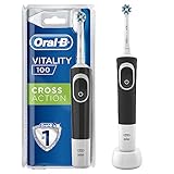 Oral-B Vitality CrossAction Electric Toothbrush, 1 Handle, 1 Cross Action Toothbrush Head, 1 Mode with 2D Cleaning, 2 Pin UK Plug, Black & White
