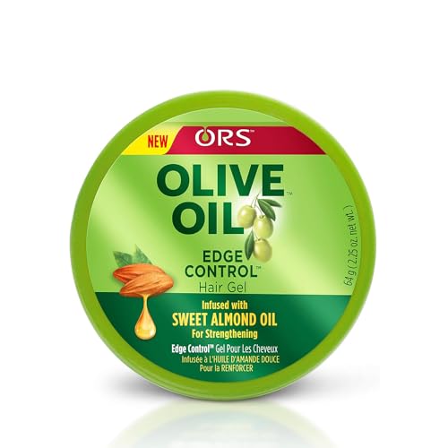 ORS Olive Oil Edge Control Hair Gel - 64g/2.25oz, For Hair Strengthening, Infused With Olive & Sweet Almond Oil, For Extra Hold, Shining, & Moisturizing