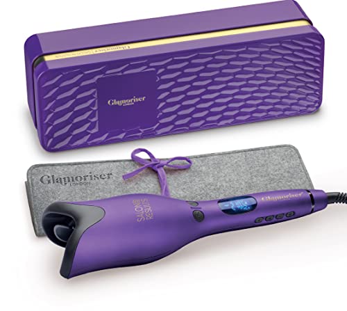Glamoriser Instant Auto Curler - Automatic Tangle-Free Rotating Hair Styler for Tight Curls, Loose Curls, volumising or Creating Waves. Variable Direction, Conditioning and auto Shut-Off, Purple