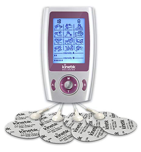 Kinetik Wellbeing Dual Channel TENS Machine for Pain Relief, Muscle Stimulator with 20 different intensities, safe and easy to use – In Association with St John Ambulance