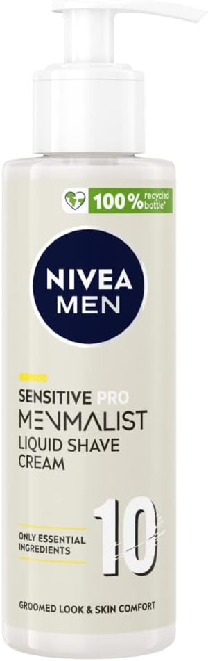 NIVEA MEN Sensitive Pro Menmalist Liquid Shave (200ml), Shaving Foam with 10 Essential Ingredients for a Groomed Look & Comfortable Skin, Non-Irritating Shaving Gel