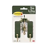 Command Medium Wall Hooks, Rosemary Green, 2 Hooks, 4 Strips, Damage-Free Hanging with Adhesive