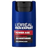NEW L'Oréal Men Expert Power Age Moisturiser, Hydrating & Revitalising Hyaluronic Acid Moisturiser for Men, designed for Ageing, Dry & Dull Skin 50ml