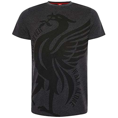 Liverpool FC Mens Charcoal Marl Liverbird YNWA T-Shirt LFC Official