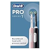 Oral-B Pro 1 X2 Electric Toothbrushes For Adults, Oral B Electric Toothbrush, With 3D Cleaning, 2 Toothbrush Heads, Gum Pressure Control, 2 Pin UK Plug, Pink & Black