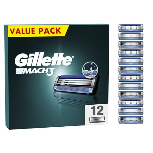 Gillette Mach3 Razor Blades Men, Pack of 12