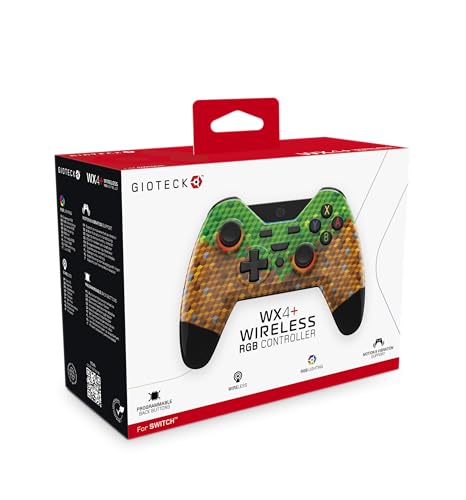 Gioteck WX4+ Wireless Controller for Nintendo Switch - Cubes - with Customisable RGB Lighting and Programmable Back Buttons - Bluetooth Compatible