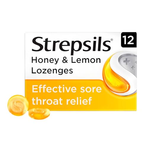 Strepsils Honey Lemon Lozenges, 12 Count - Fast Acting Sore Throat Relief, Soothes Fights Viral/Bacterial Infections, Effective Medication For Quick Comfort